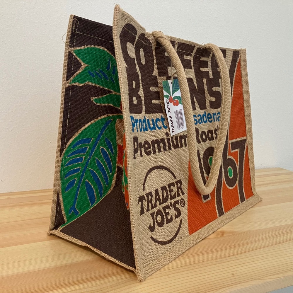 NWT Trader Joes Tote Bag 1967 Coffee Beans‎ Jute Burlap Reusable Grocery Gifting